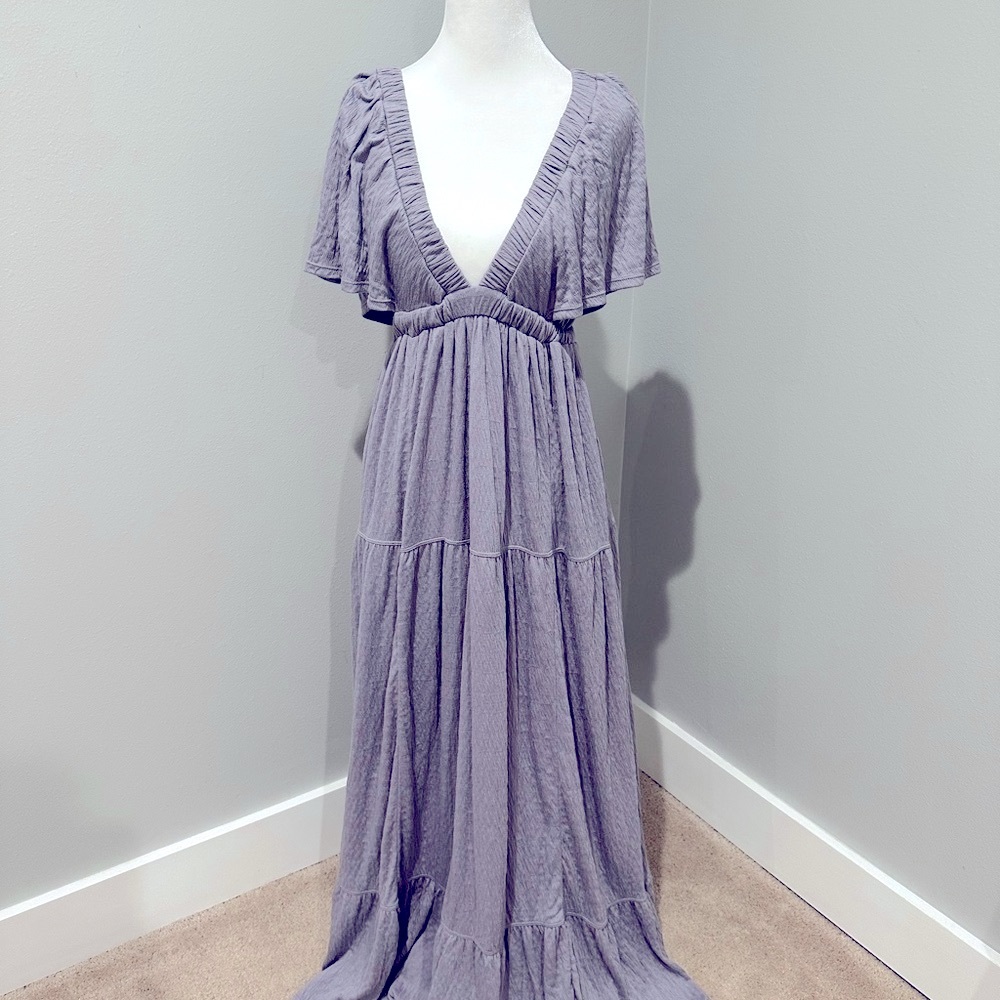 Free People La La Maxi Dress in Lilac Grey, size XS